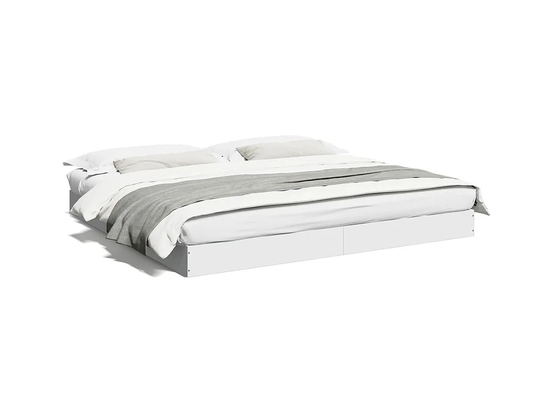 Lit double blanc 180x200 cm bois d'ingénierie FR27016
