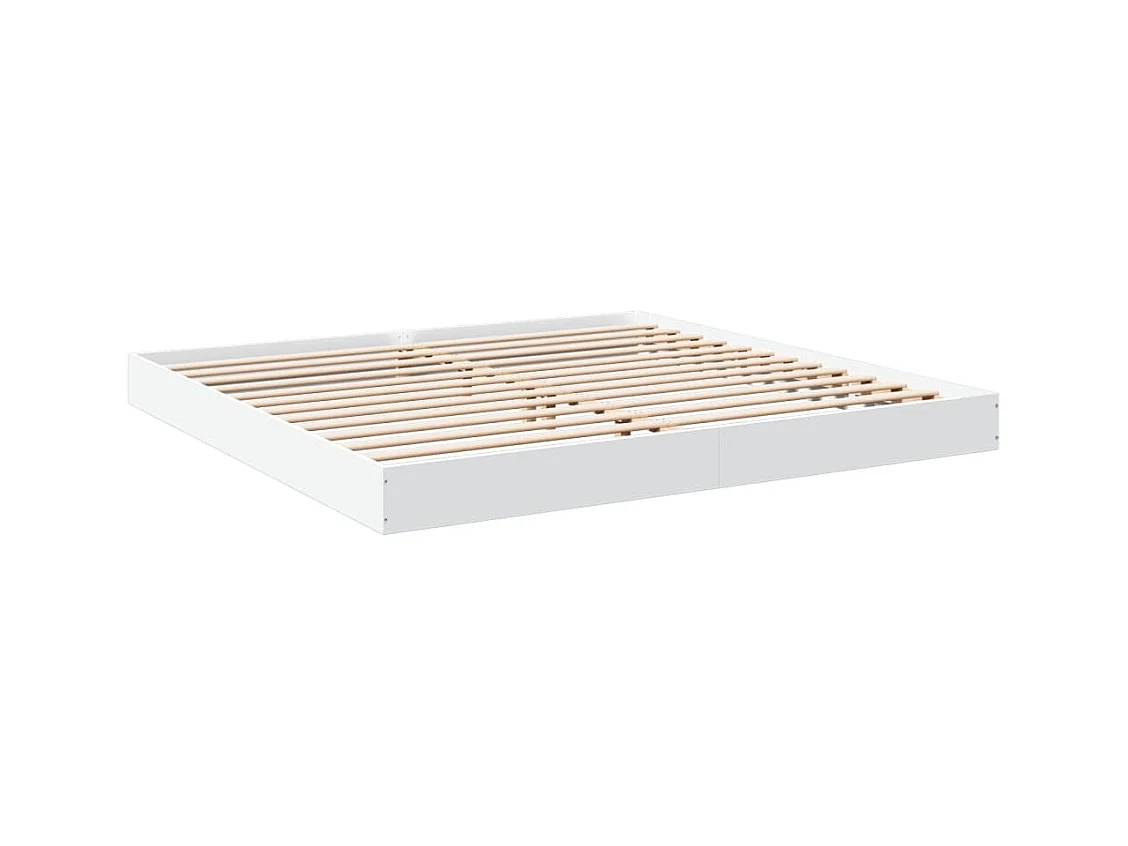 Lit double blanc 180x200 cm bois d'ingénierie FR27016