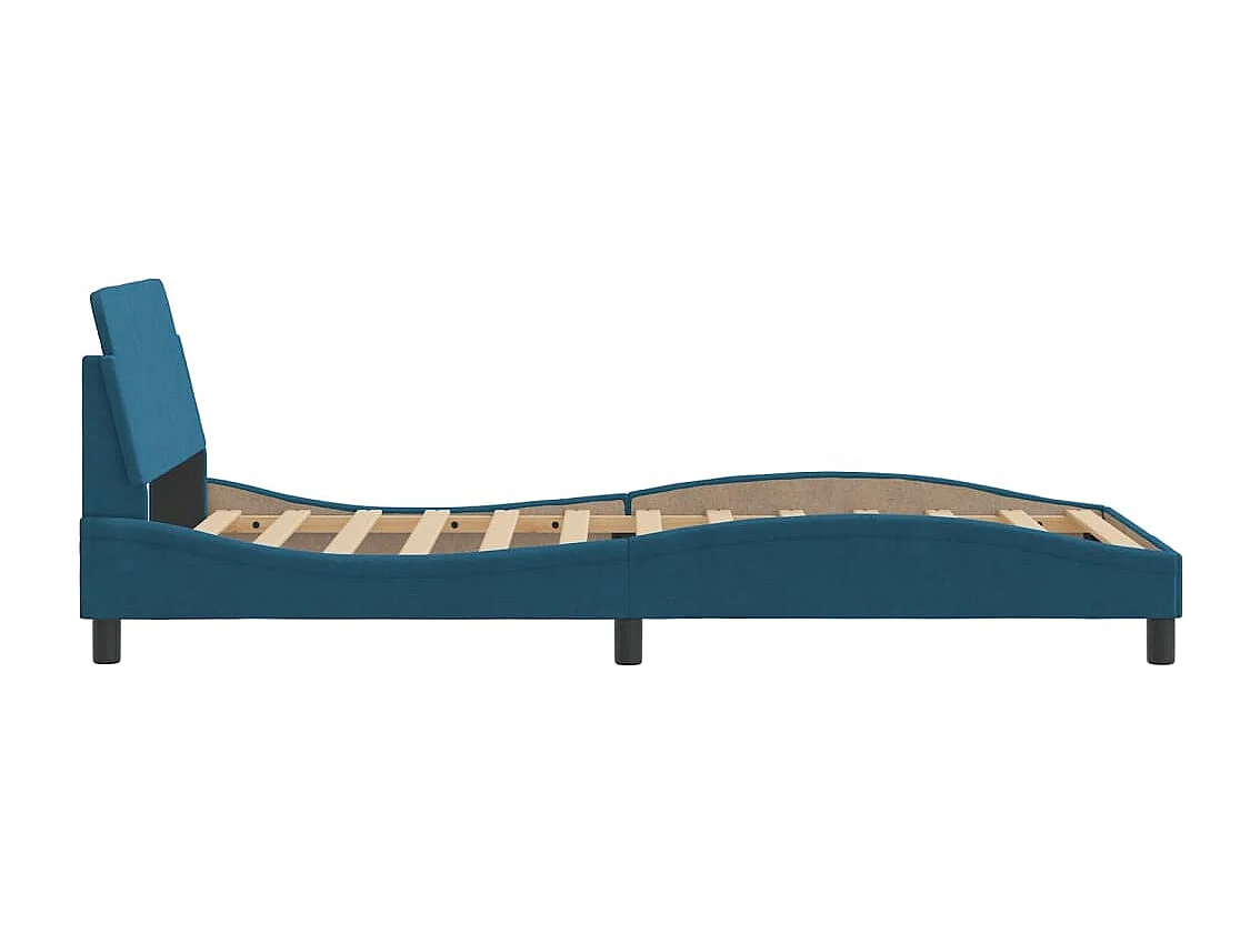Lit simple + tête de lit bleu 100x200 cm velours FR18268