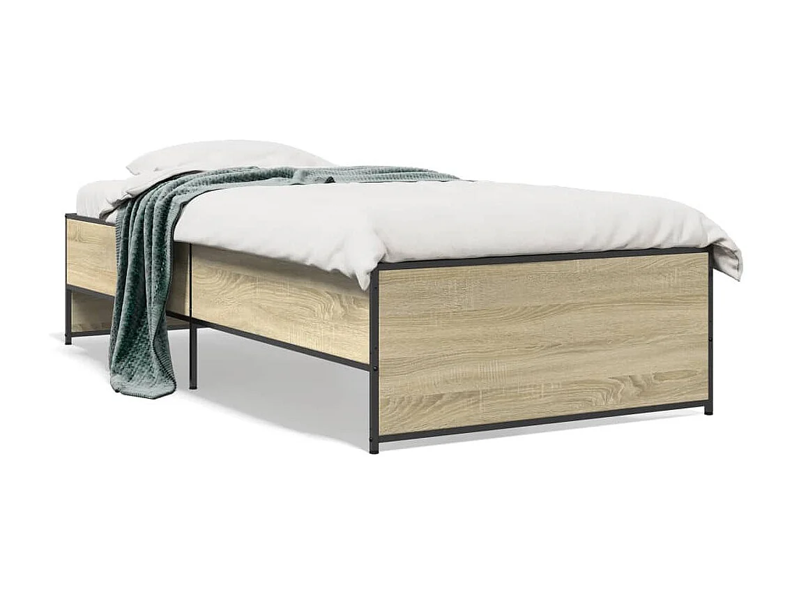 Lit simple chêne sonoma 75x190 cm bois d'ingénierie et métal FR91210