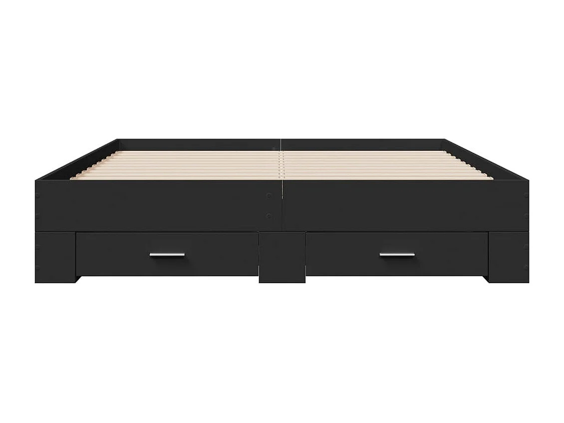 Lit double à tiroirs noir 160x200 cm bois d'ingénierie FR40076