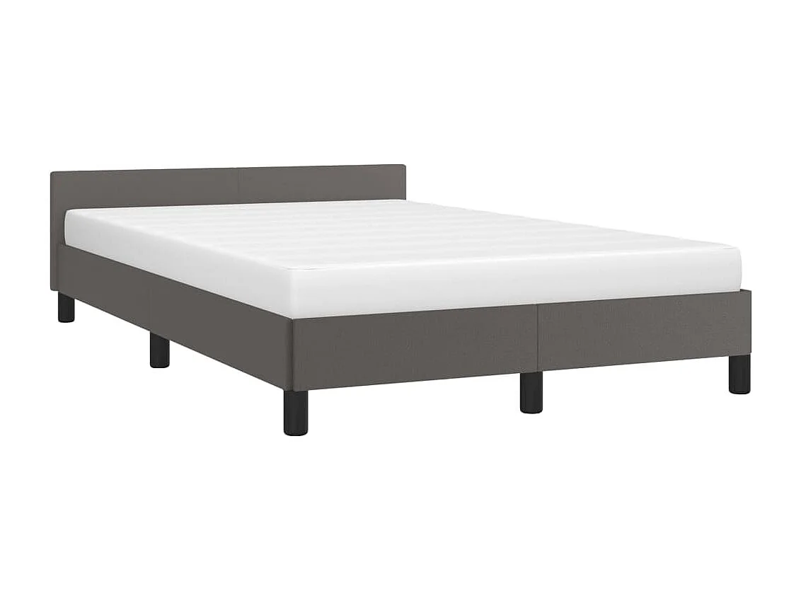 Bedframe met hoofdbord kunstleer grijs 120x190 cm BE879983