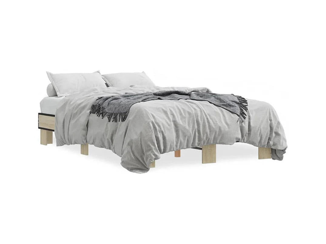 Lit double chêne sonoma 120x190 cm bois d'ingénierie et métal FR66700