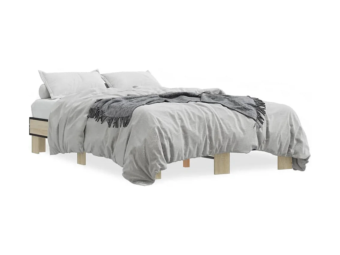 Lit double chêne sonoma 120x190 cm bois d'ingénierie et métal FR66700
