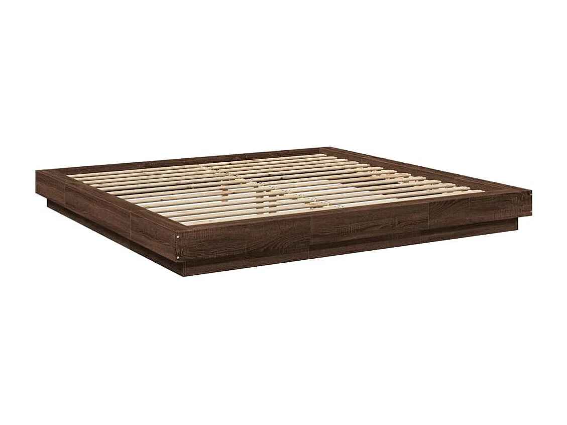 Bedframe bewerkt hout bruin eikenkleur 180x200 cm BE963367