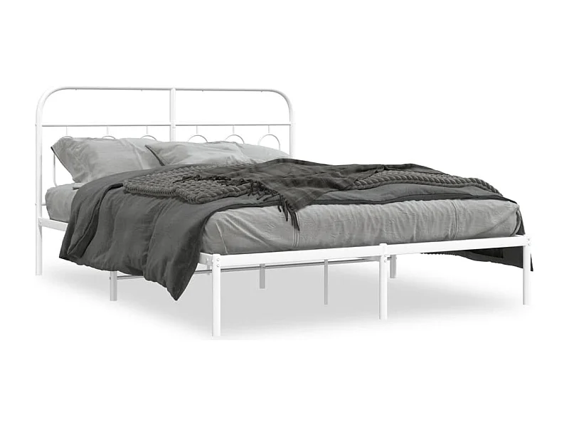 Cama com cabeceira 140x190 cm metal branco PT410047