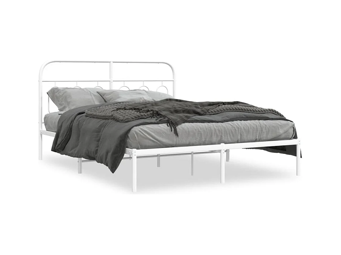 Cama com cabeceira 140x190 cm metal branco PT410047