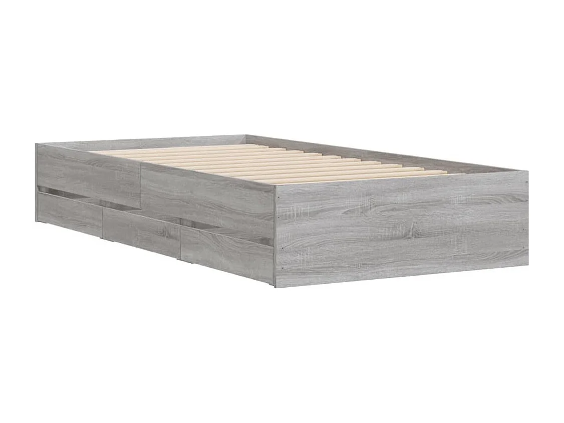 Cama 90x200 cm con cajones madera ingeniería gris Sonoma ES357163