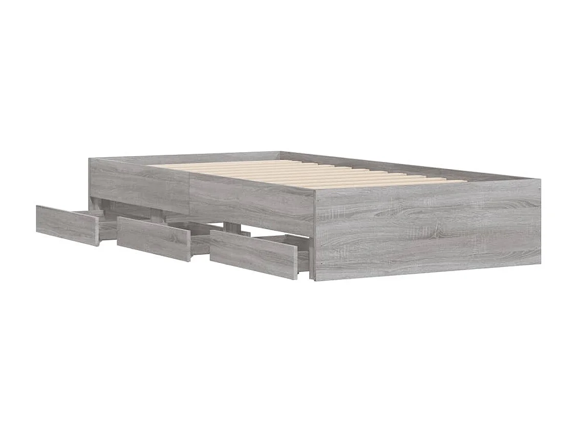 Lit simple et tiroirs sonoma gris 90x200 cm bois d'ingénierie FR82159