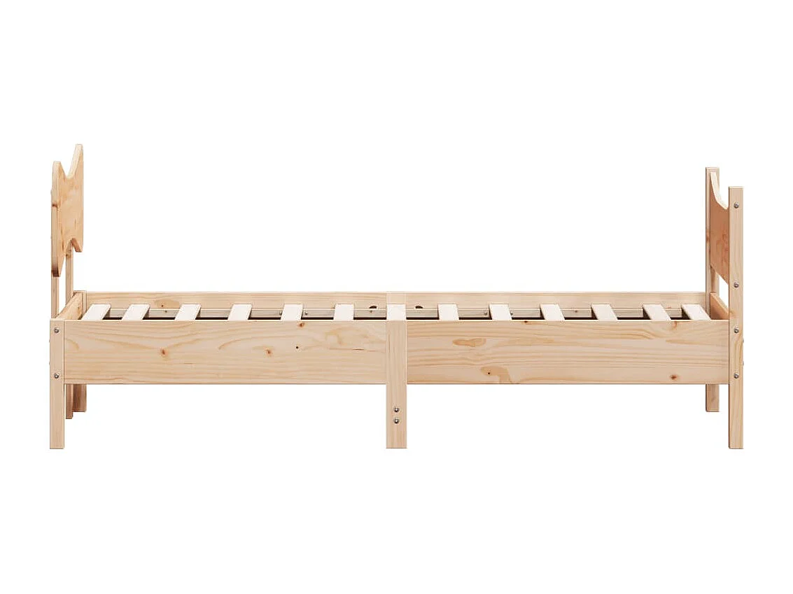 Lit simple + tête de lit 90x190 cm bois de pin massif FR42419