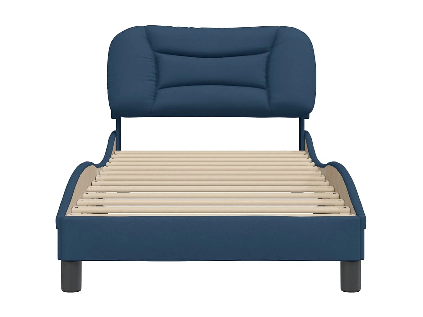 Lit simple + tête de lit Bleu 80x200 cm Tissu FR42615