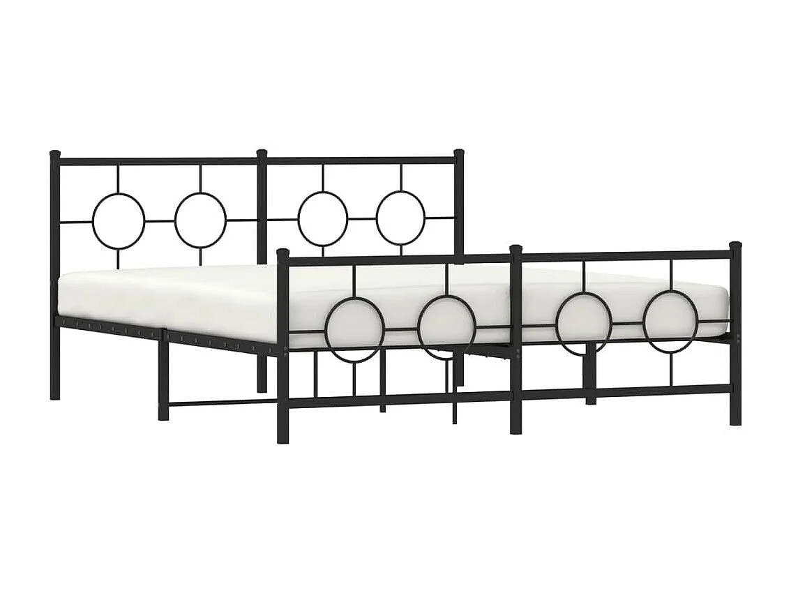 Cama com cabeceira e pés 150x200 cm metal preto PT683510