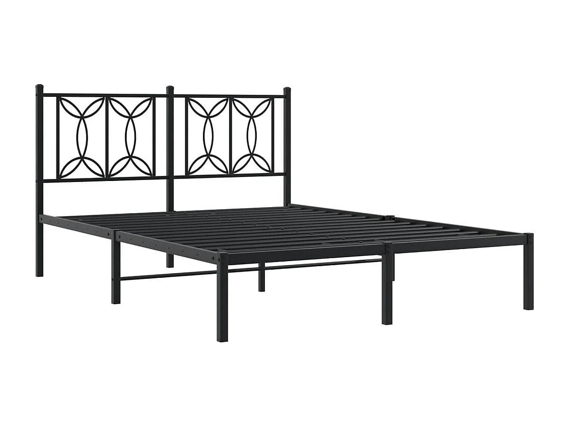 Bedframe met hoofdbord metaal zwart 135x190 cm BE430241