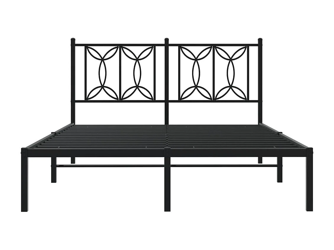 Cama matrimonial- 135x190 cm con cabecero metal negro ES736190