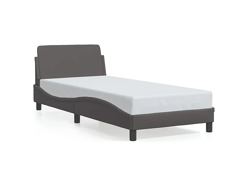 Bedframe met hoofdbord kunstleer grijs 90x190 cm BE654919