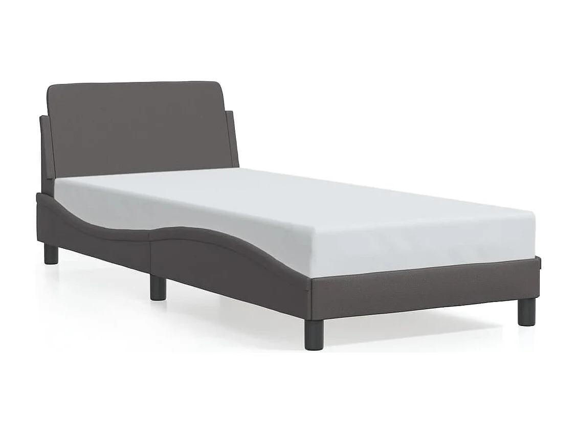Bedframe met hoofdbord kunstleer grijs 90x190 cm BE654919