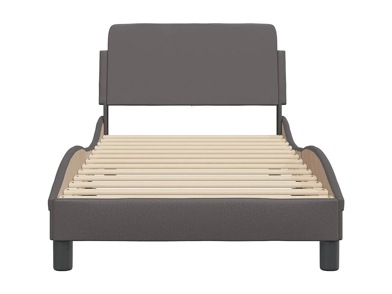 Bedframe met hoofdbord kunstleer grijs 90x190 cm BE654919