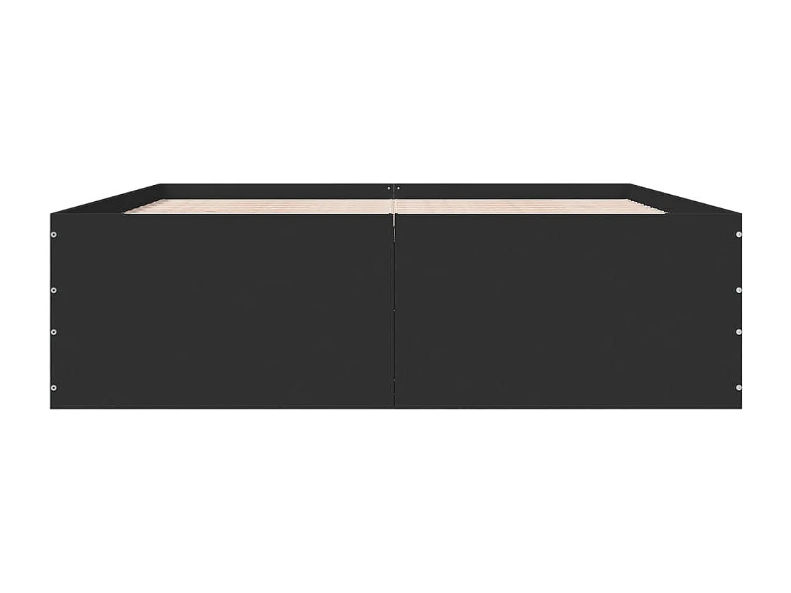 Lit double noir 150x200 cm bois d'ingénierie FR35679