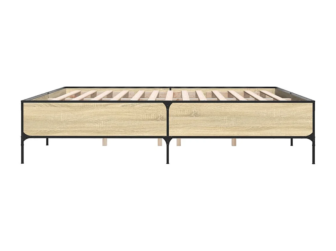 Lit double chêne sonoma 180x200 cm bois d'ingénierie et métal FR48331