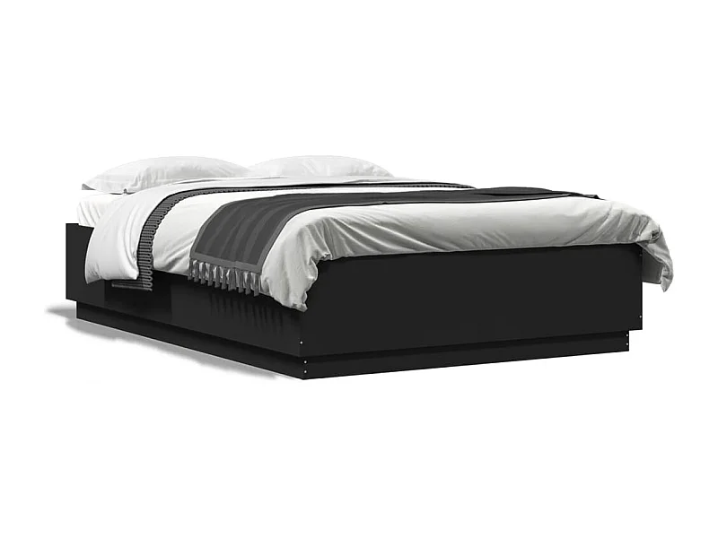 Bedframe met LED-verlichting bewerkt hout zwart 150x200 cm BE629976