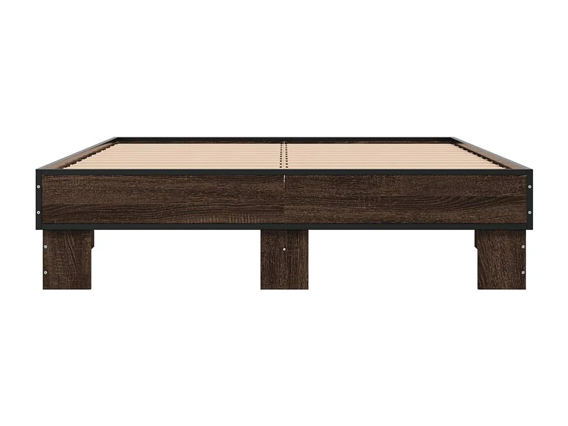 Lit double chêne marron 120x190 cm bois d'ingénierie et métal FR41686