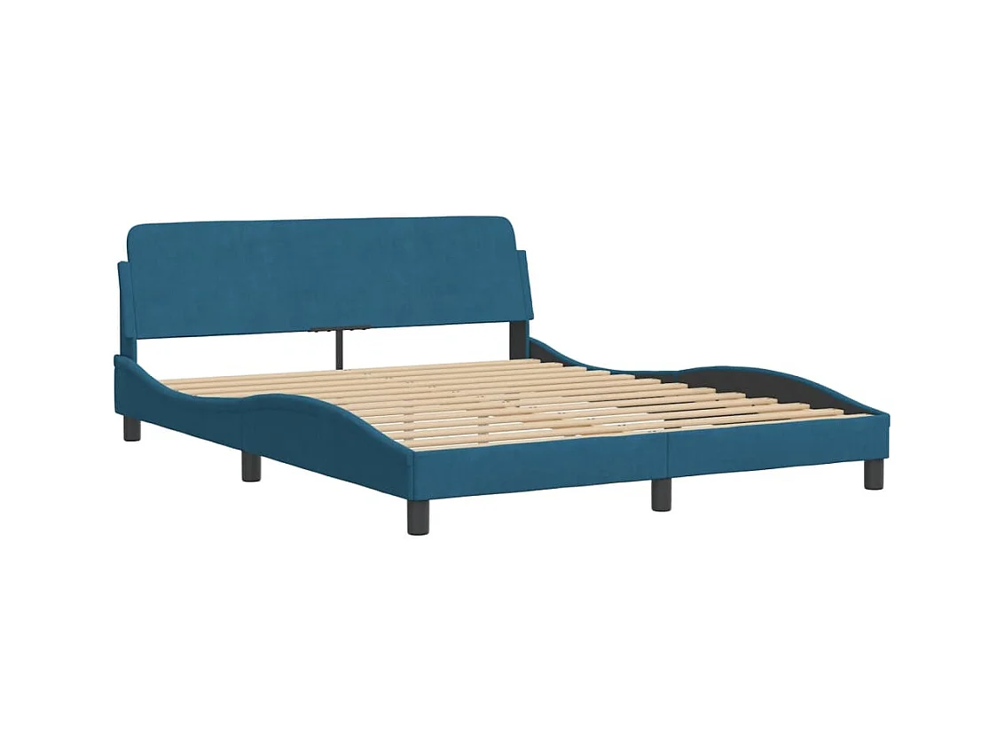 Bedframe met hoofdeinde fluweel blauw 160x200 cm BE118322