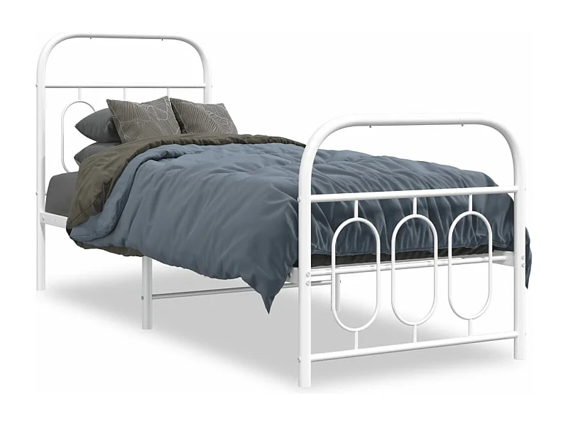 Bedframe met hoofd- en voeteneinde metaal wit 75x190 cm BE777656