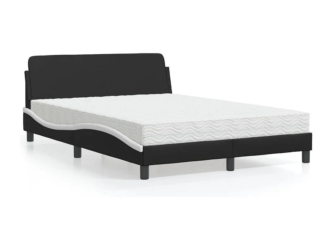 Bed met matras kunstleer zwart en wit 140x190 cm BE688572