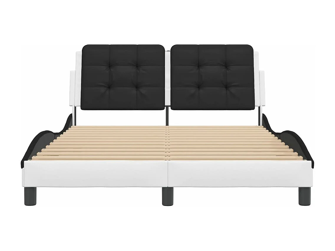 Cama c/ cabeceira 120x200 couro artif. branco/preto PT794901