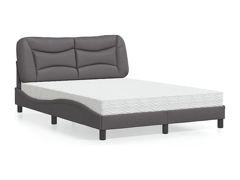 Bed met matras kunstleer grijs 140x190 cm BE721192