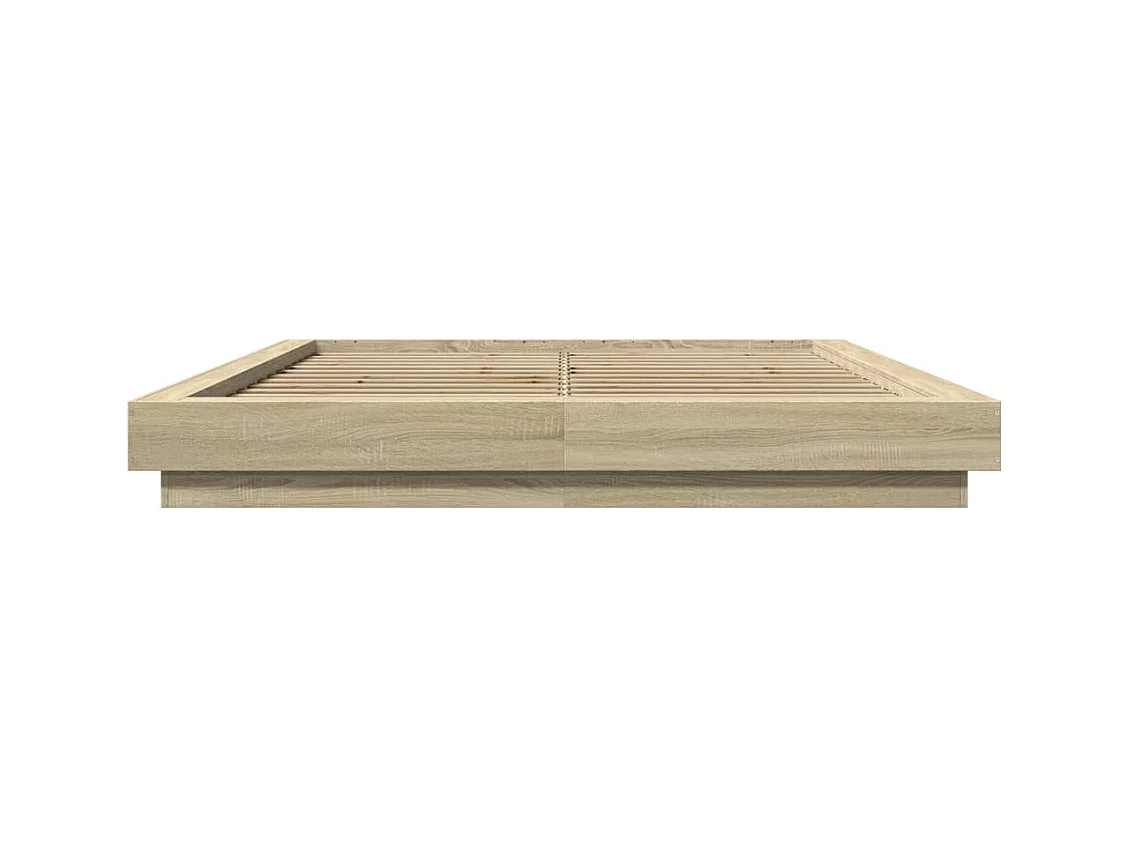 Lit double chêne sonoma 150x200 cm bois d'ingénierie FR52962