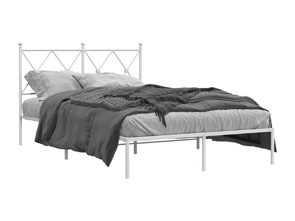 Cama matrimonial- 120x200 cm de metal con cabecero blanca ES591816