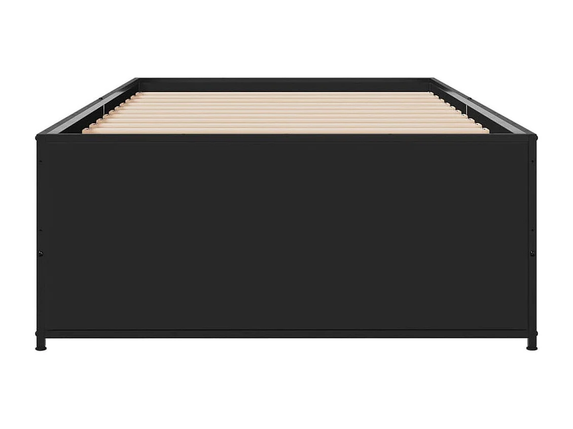 Lit simple noir 90x190 cm bois d'ingénierie et métal FR33054