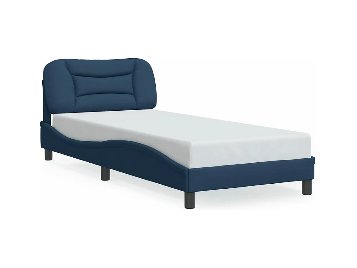 Lit simple avec lumières LED bleu 90x200 cm tissu FR38804