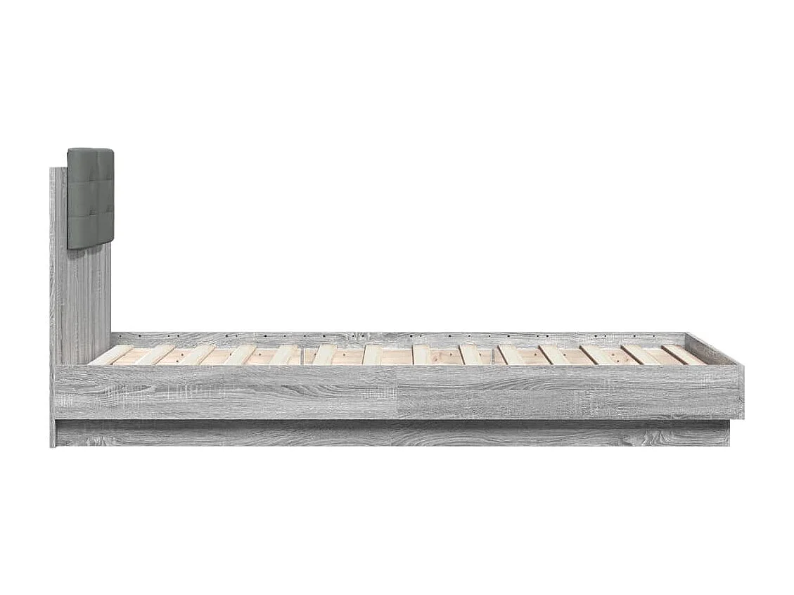 Cama 90x190 cm con cabecero madera de ingeniería gris Sonoma ES936330