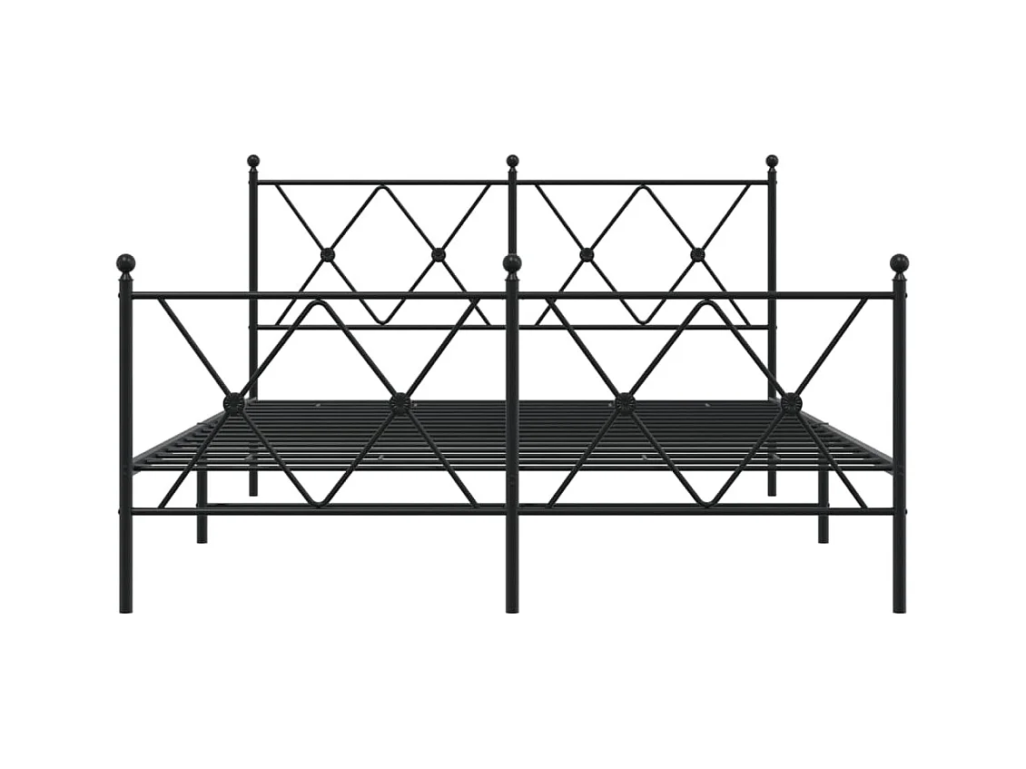 Lit double métal + tête de lit/pied de lit noir 140x190 cm FR69451