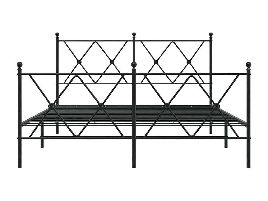 Lit double métal + tête de lit/pied de lit noir 140x190 cm FR69451