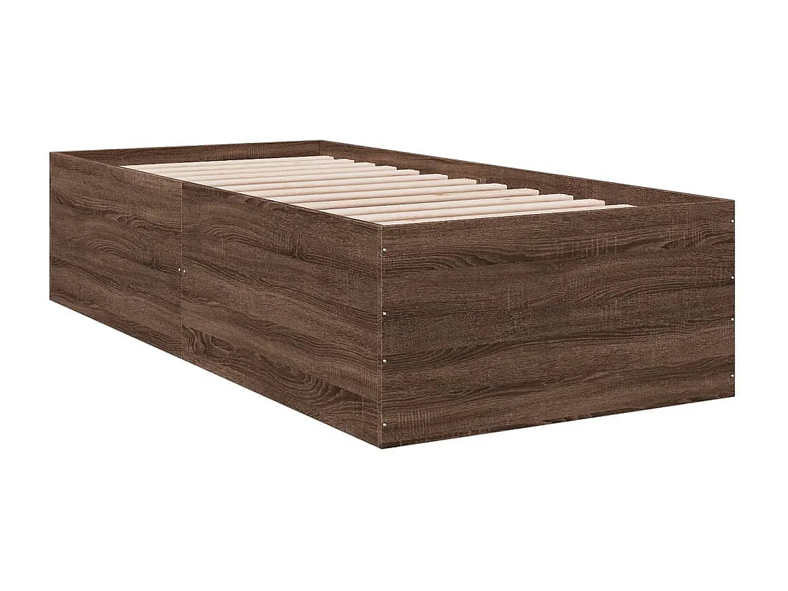 Lit simple chêne marron 100x200 cm bois d'ingénierie FR79236