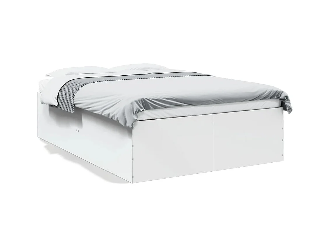 Lit double blanc 135x190 cm bois d'ingénierie FR64540