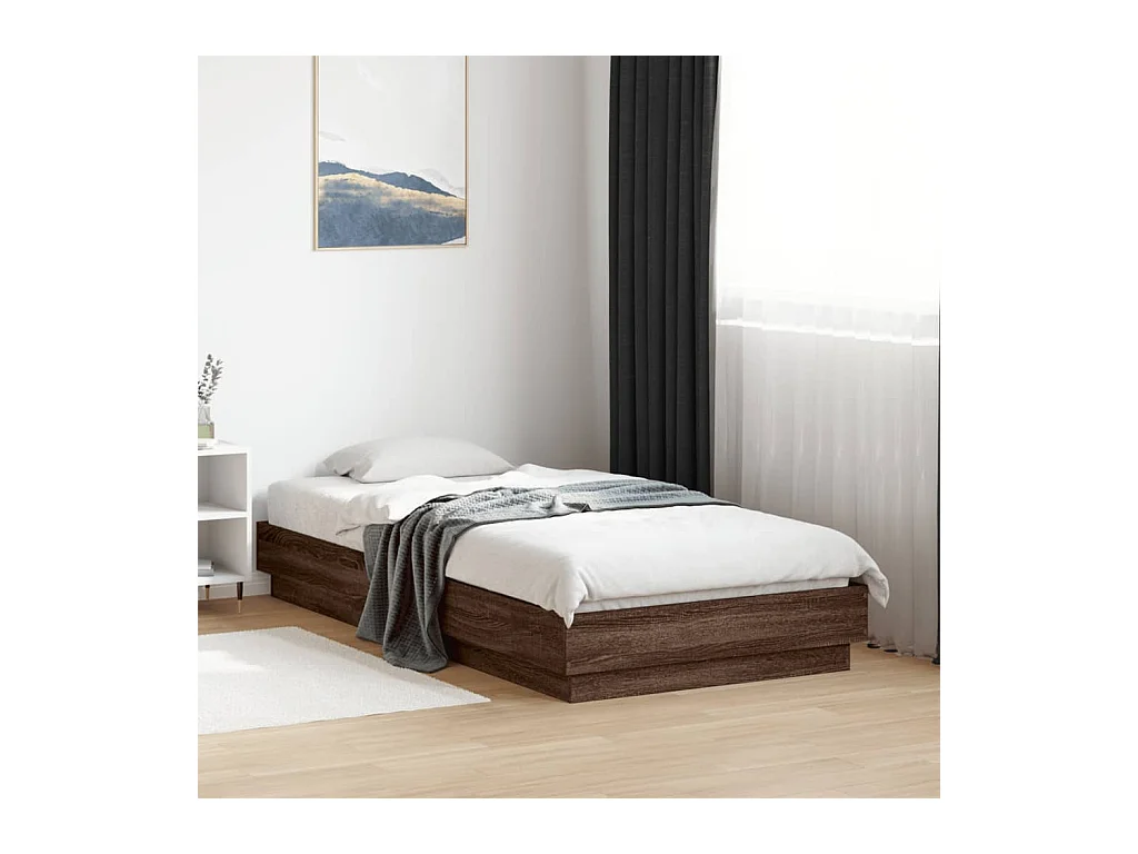 Bedframe bewerkt hout bruin eikenkleur 75x190 cm BE632877