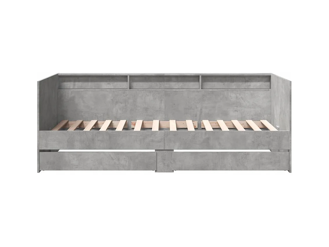 Lit de jour et tiroirs gris béton 90x190 cm bois d'ingénierie FR74091