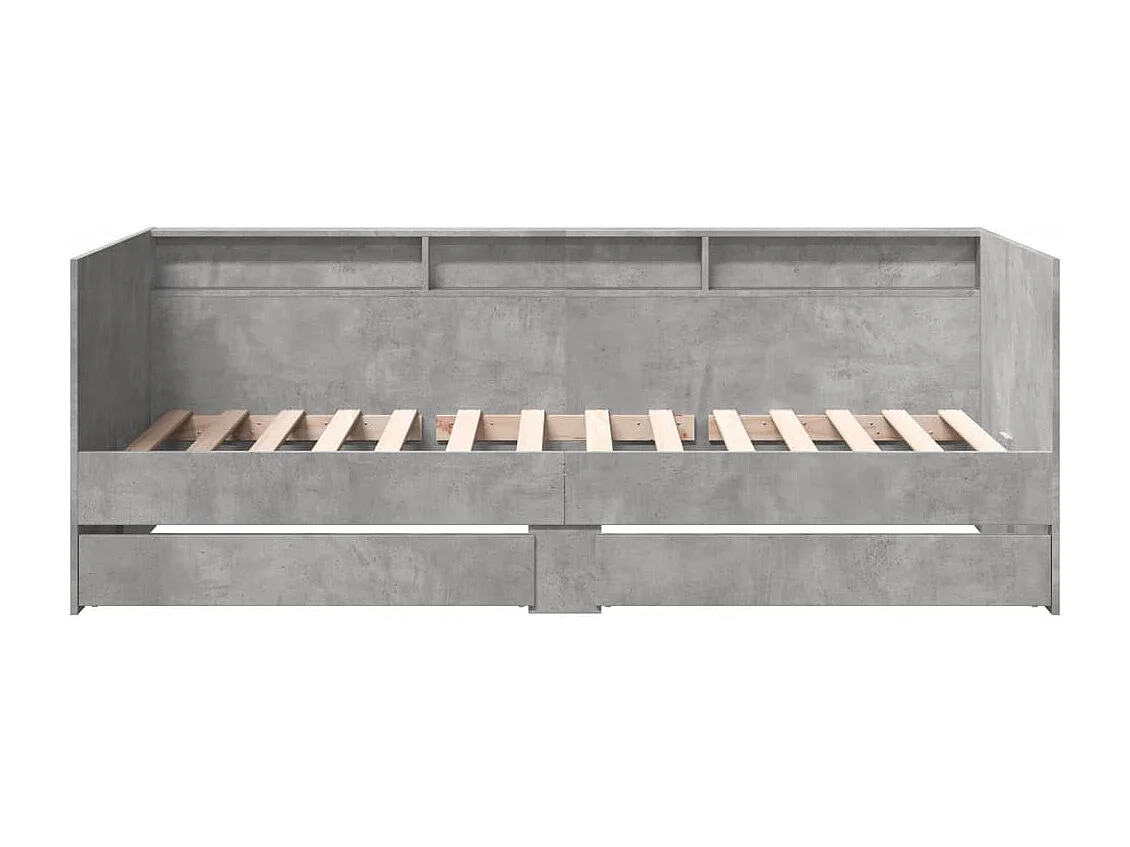 Lit de jour et tiroirs gris béton 90x190 cm bois d'ingénierie FR74091