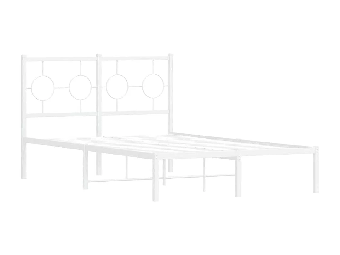 Lit double métal + tête de lit blanc 120x190 cm FR29349