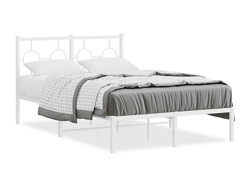 Bedframe met hoofdbord metaal wit 120x190 cm BE136022
