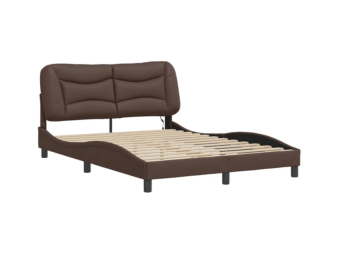 Bedframe met LED-verlichting kunstleer bruin 140x190 cm BE924988