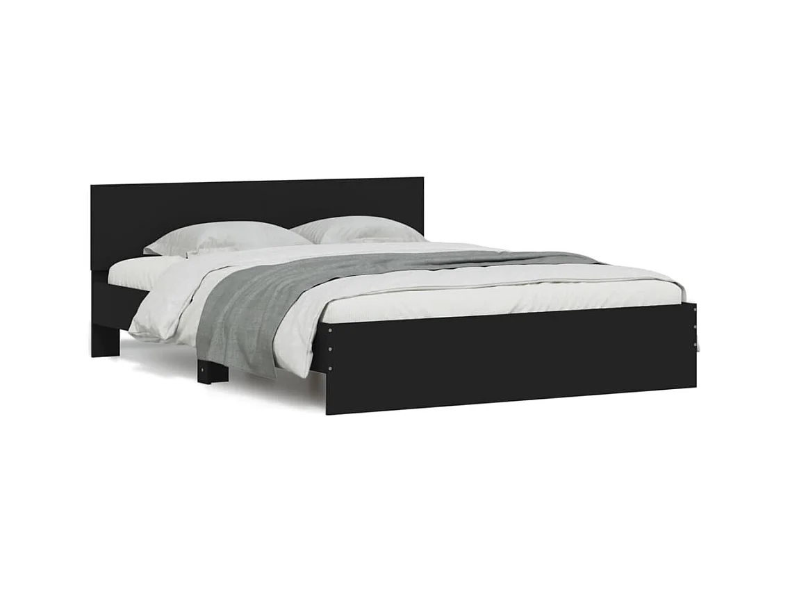 Cama matrimonial- 150x200 cm con cabecero y luces LED negro ES598306