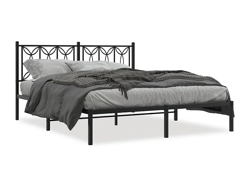 Bedframe met hoofdbord metaal zwart 160x200 cm BE561009