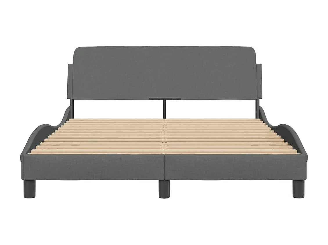 Bedframe met hoofdbord stof donkergrijs 140x200 cm BE275861