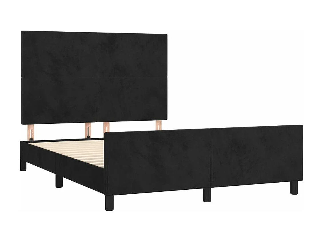 Cama c/ cabeceira 140x200 cm veludo preto PT989833