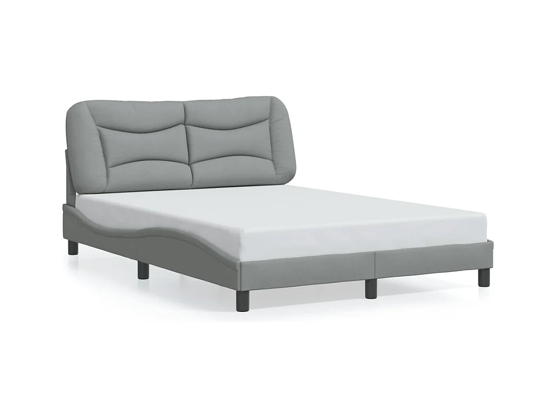 Lit double + tête de lit Gris clair 120x200 cm Tissu FR95774